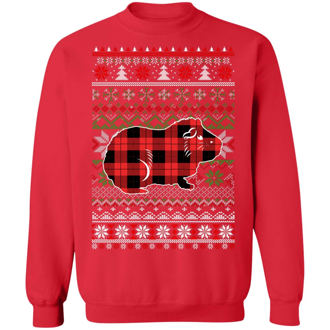 Guinea Pig Red Plaid Ugly Christmas Sweater Funny Gifts T-Shirt & Sweatshirt | Teecentury.com