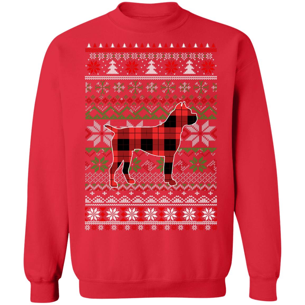Boxer Red Plaid Ugly Christmas Sweater Funny Gifts T-Shirt & Sweatshirt | Teecentury.com