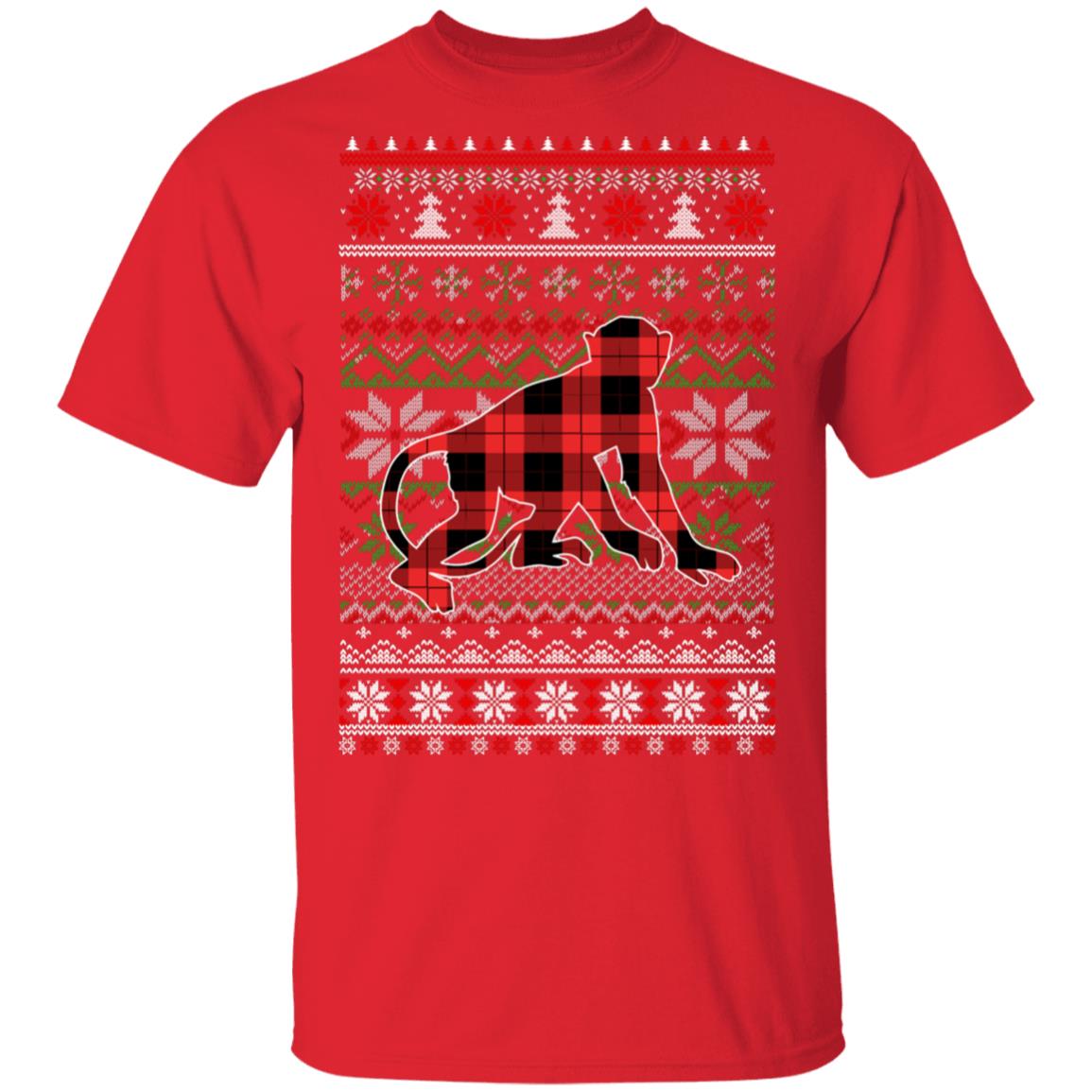 Monkey Red Plaid Ugly Christmas Sweater Funny Gifts T-Shirt & Sweatshirt | Teecentury.com
