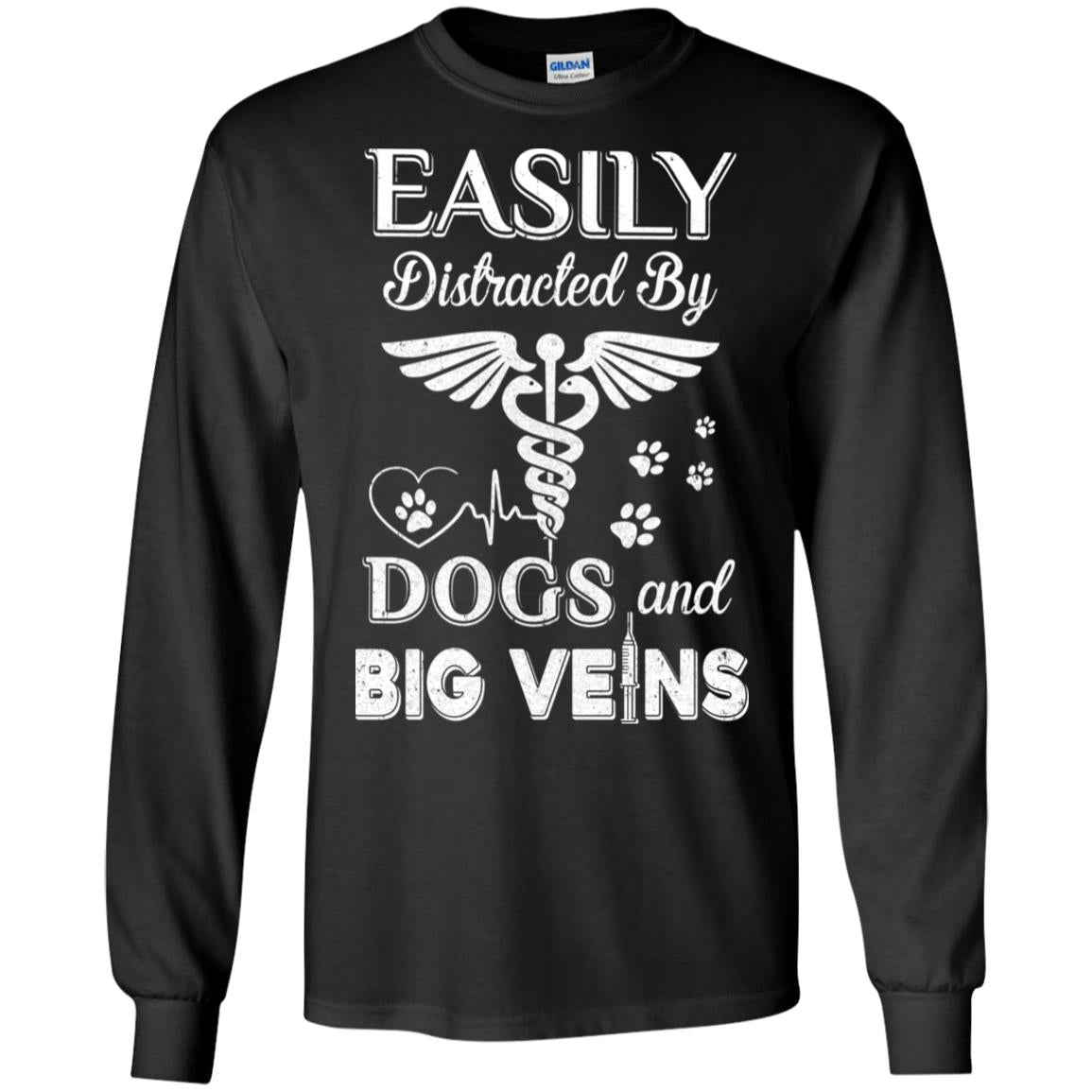 Easily Distracted By Dogs And Big Veins Nurse Puppy T-Shirt & Hoodie | Teecentury.com