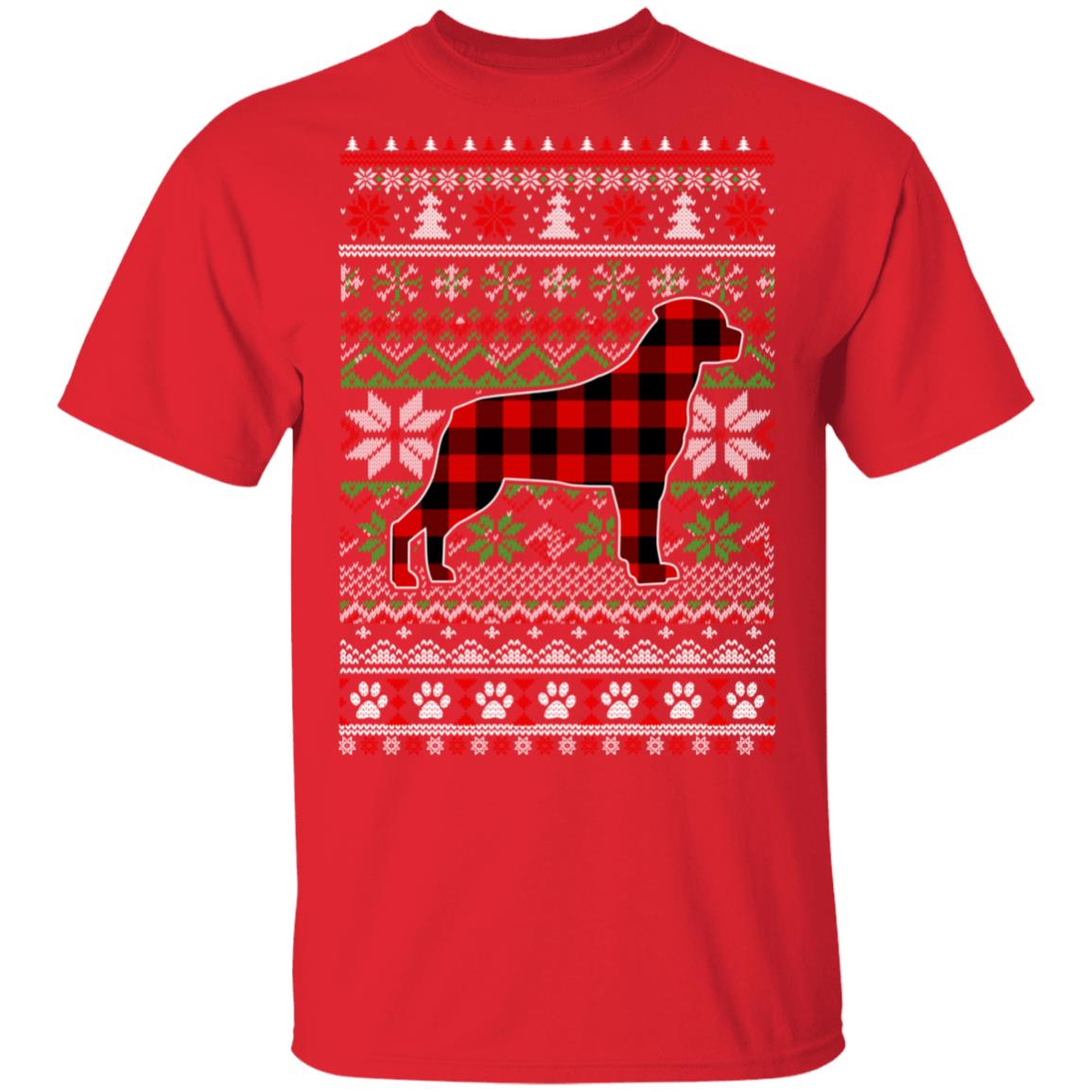 Rottweiler Red Plaid Ugly Christmas Sweater Gifts T-Shirt & Sweatshirt | Teecentury.com