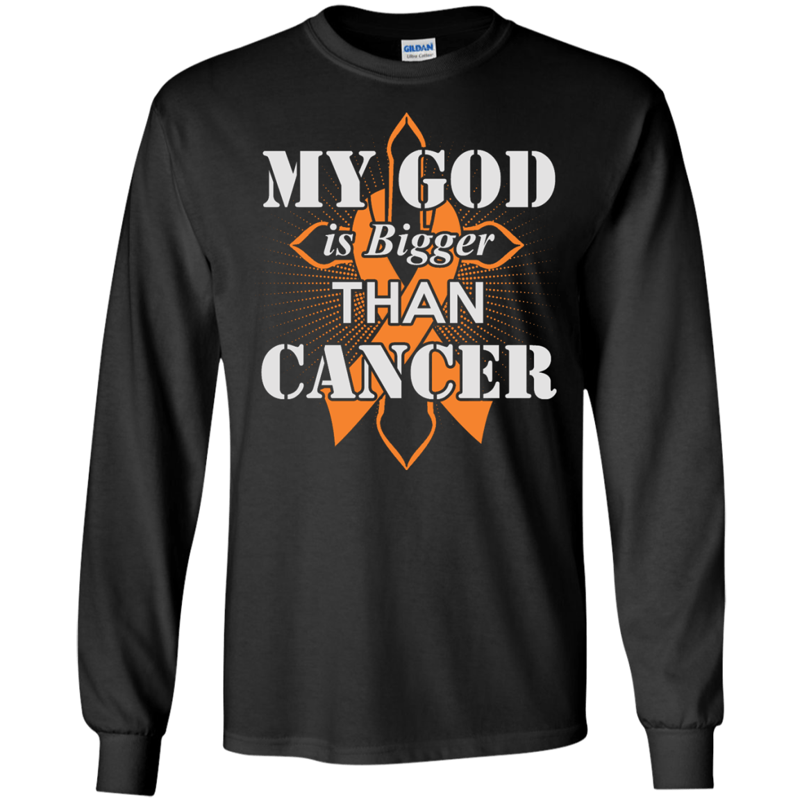 My God Is Bigger Than Cancer Orange Awareness Ribbon T-Shirt & Hoodie | Teecentury.com