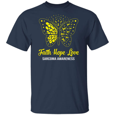 Faith Hope Love Yellow Butterfly Sarcoma Awareness T-Shirt & Hoodie | Teecentury.com