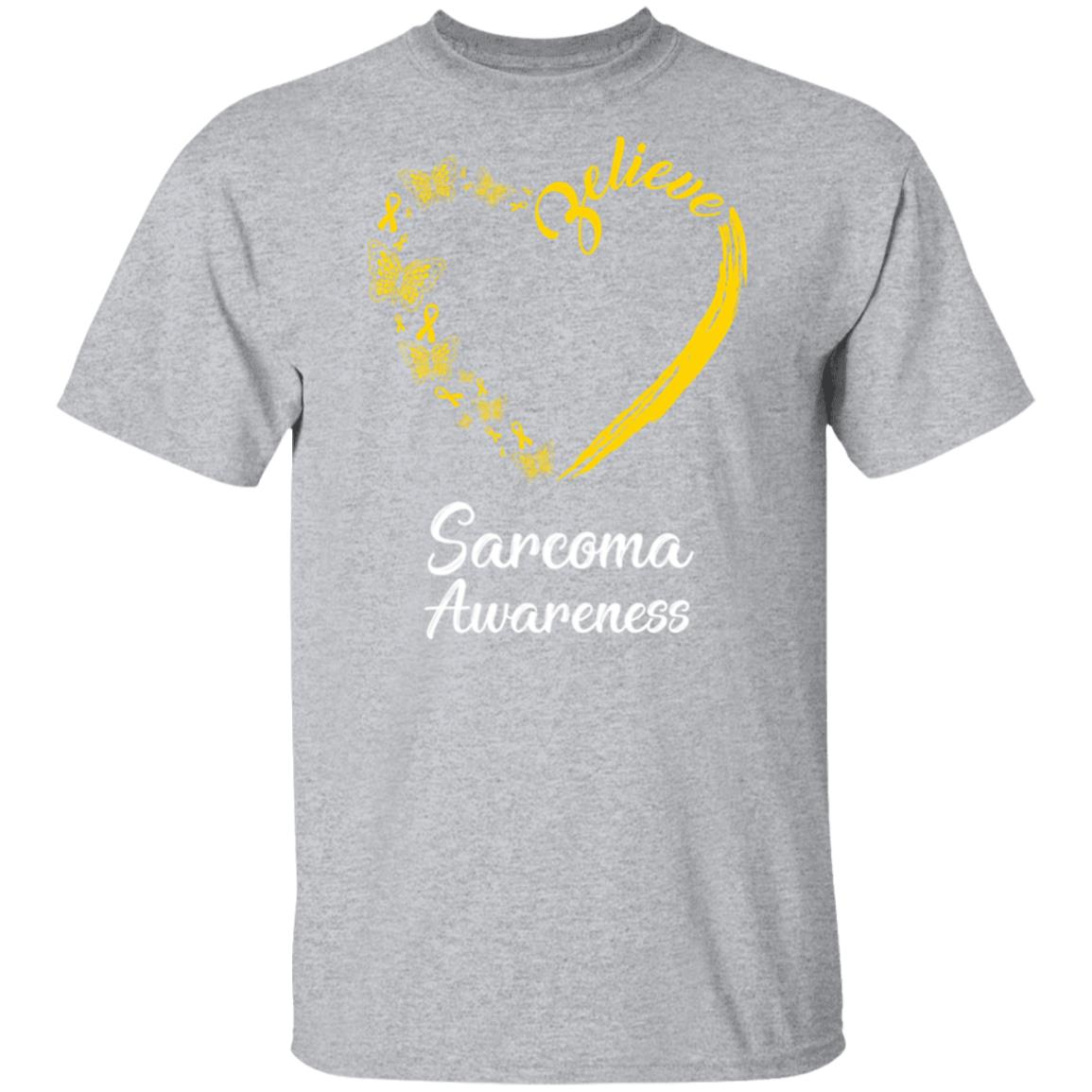 Butterfly Believe Sarcoma Awareness Ribbon Gifts T-Shirt & Hoodie | Teecentury.com
