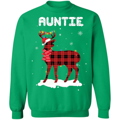 Auntie Deer Red Plaid Christmas Family Matching Pajamas T-Shirt & Sweatshirt | Teecentury.com