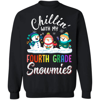 Chillin' With Fourth Grade Snowmies Christmas Teacher Gifts T-Shirt & Sweatshirt | Teecentury.com