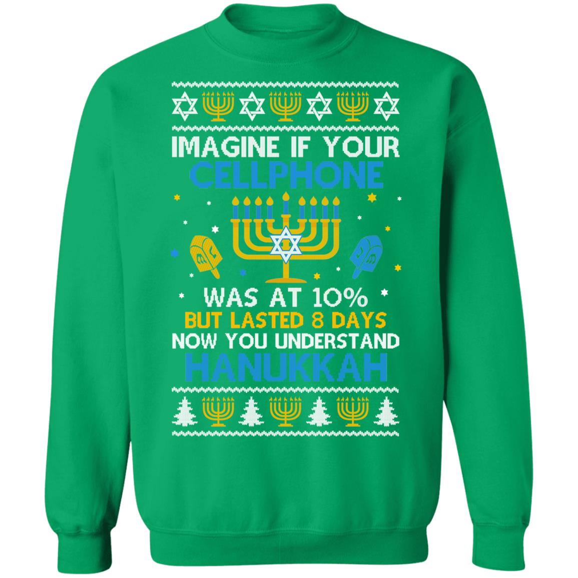 Funny Hanukkah Chanukah Cellphone Menorah Ugly Sweater T-Shirt & Sweatshirt | Teecentury.com