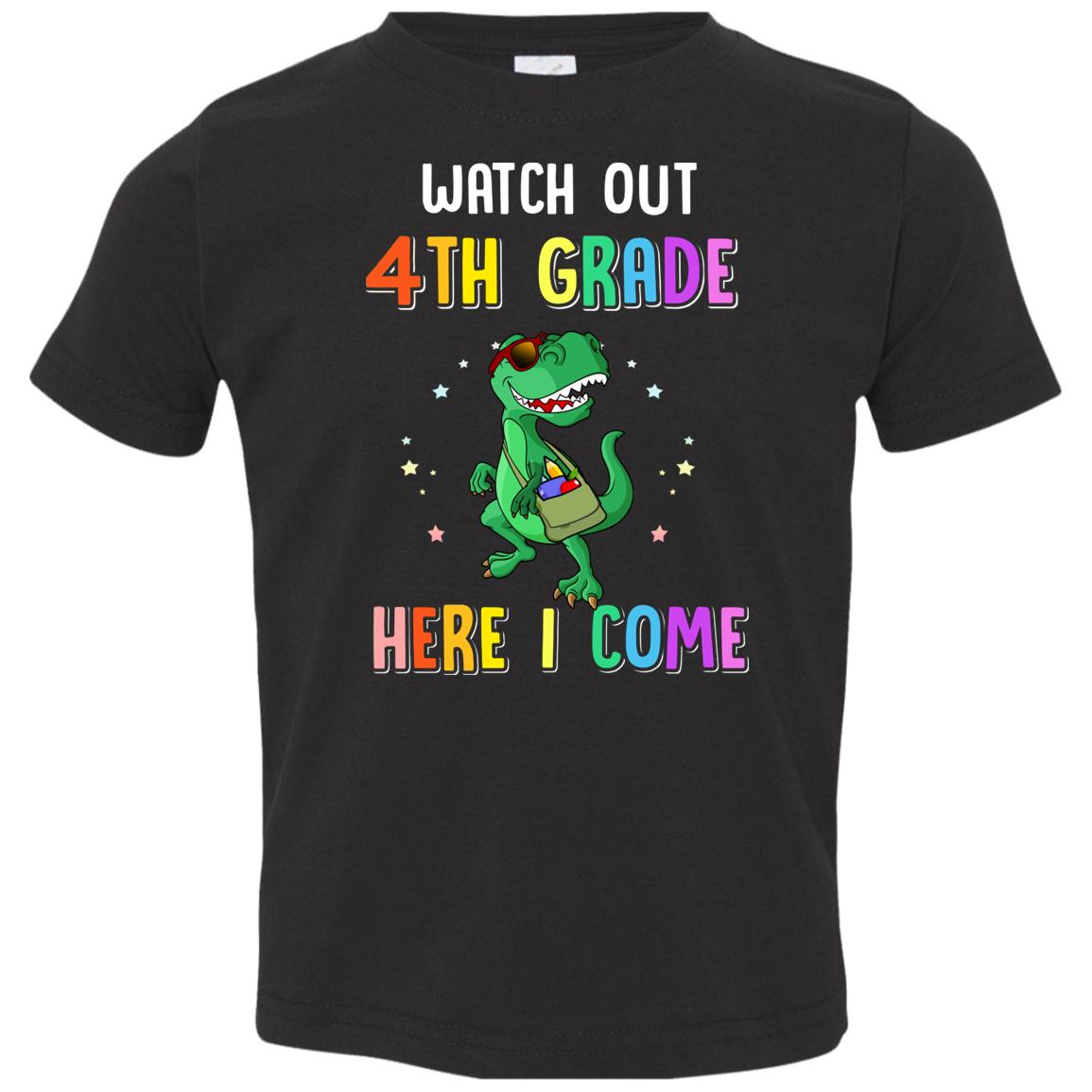 4th Grade Here I Come Dinosaur Back To School Youth Youth Shirt | Teecentury.com