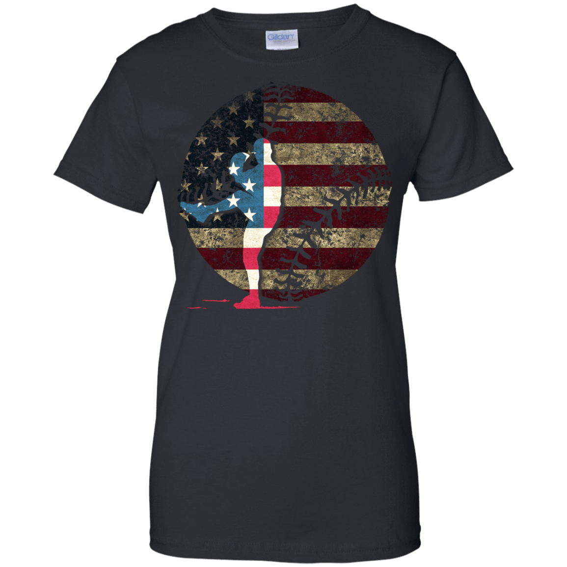 Pitcher Baseball America Flag T-Shirt & Hoodie | Teecentury.com