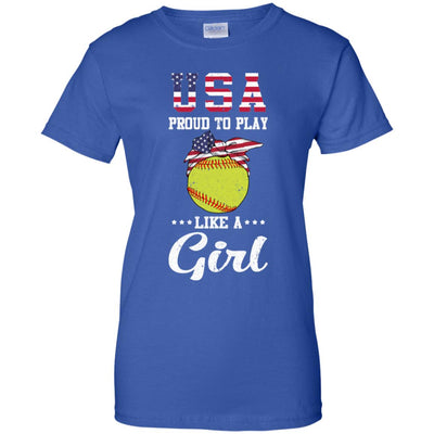 Usa Proud To Play Like A Girl Softball T-Shirt & Tank Top | Teecentury.com