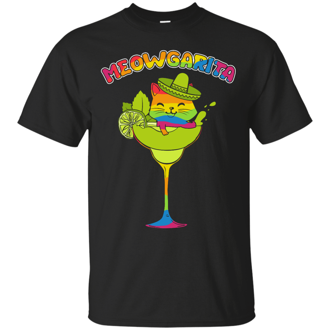 Rainbow Meowgarita Margarita Cat Lover T-Shirt & Hoodie | Teecentury.com