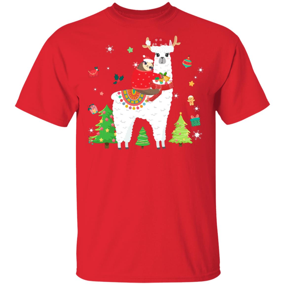 Santa Sloth Riding Llama Reindeer Christmas Gifts T-Shirt & Sweatshirt | Teecentury.com