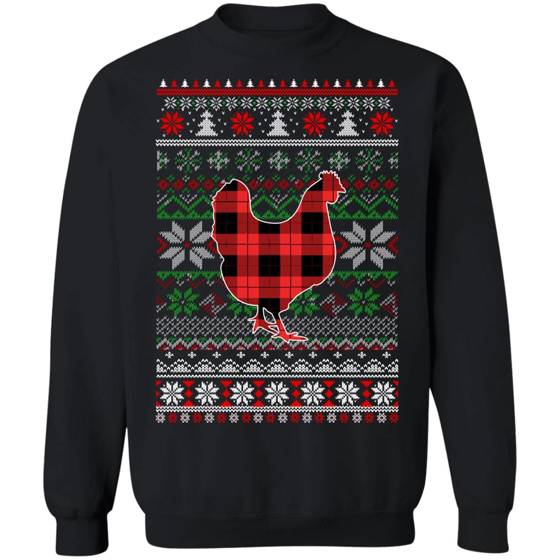 Chicken Red Plaid Ugly Christmas Sweater Funny Gifts T-Shirt & Sweatshirt | Teecentury.com
