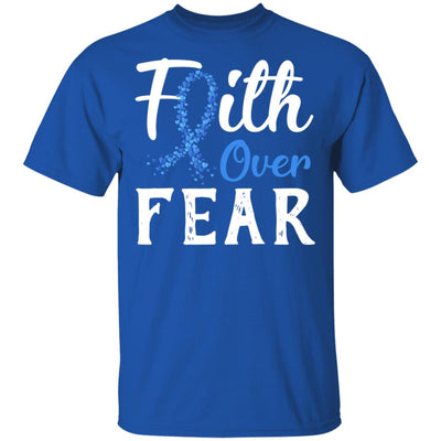 Colon Cancer Awareness Blue Ribbon Faith Over Fear T-Shirt & Hoodie | Teecentury.com