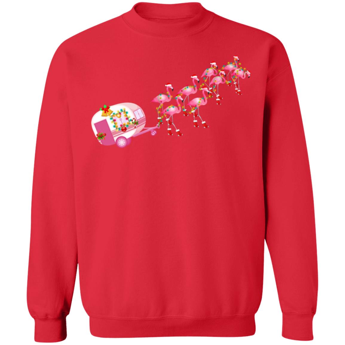 Flamingo Camper Christmas Santa Gift For Glamping Holiday T-Shirt & Sweatshirt | Teecentury.com