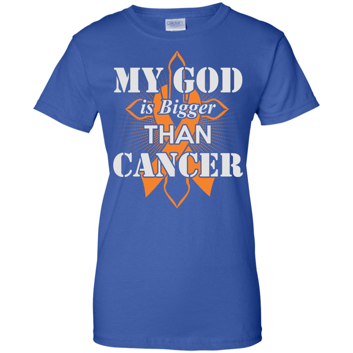 My God Is Bigger Than Cancer Orange Awareness Ribbon T-Shirt & Hoodie | Teecentury.com