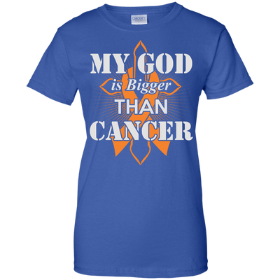 My God Is Bigger Than Cancer Orange Awareness Ribbon T-Shirt & Hoodie | Teecentury.com