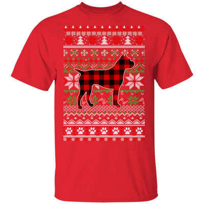 Boxer Red Plaid Ugly Christmas Sweater Gifts T-Shirt & Sweatshirt | Teecentury.com