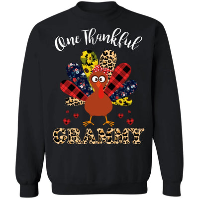 One Thankful Grammy Leopard Turkey Thanksgiving Gift T-Shirt & Sweatshirt | Teecentury.com