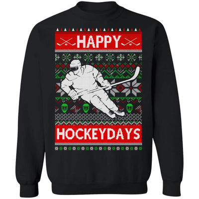 Happy Hockeydays Ice Hockey Christmas Ugly Xmas Pajamas T-Shirt & Sweatshirt | Teecentury.com