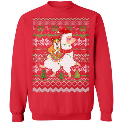 Funny Corgi Riding Llama Ugly Christmas Sweater Gifts T-Shirt & Sweatshirt | Teecentury.com