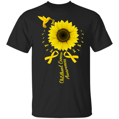 Hummingbird Sunflower Gold Ribbon Childhood Cancer Awareness T-Shirt & Hoodie | Teecentury.com