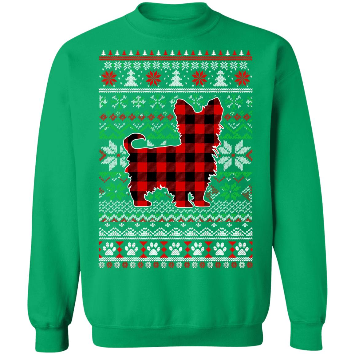 Yorkie Red Plaid Ugly Christmas Sweater Gifts T-Shirt & Sweatshirt | Teecentury.com