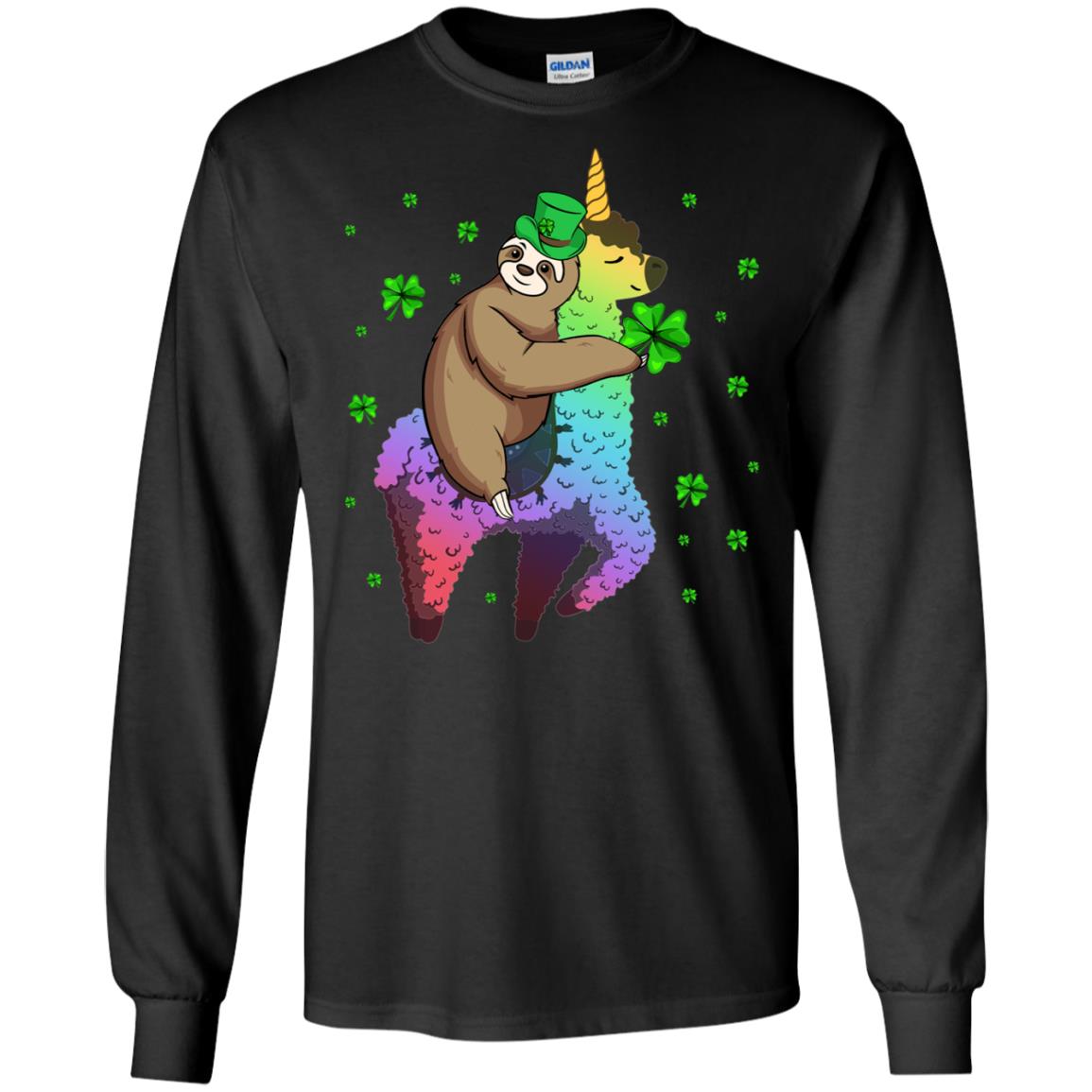 Leprechaun Sloth Riding Llama Unicorn St Patricks Day T-Shirt & Hoodie | Teecentury.com