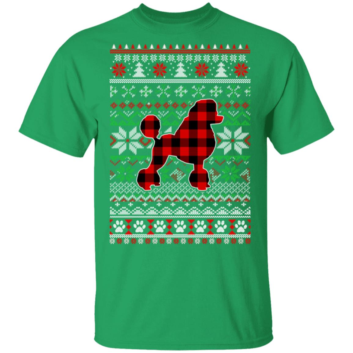 Poodle Red Plaid Ugly Christmas Sweater Gifts T-Shirt & Sweatshirt | Teecentury.com