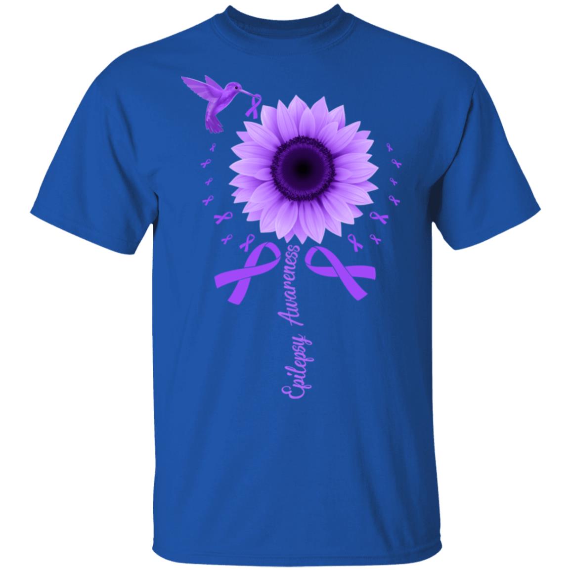 Hummingbird Sunflower Purple Ribbon Epilepsy Awareness T-Shirt & Hoodie | Teecentury.com