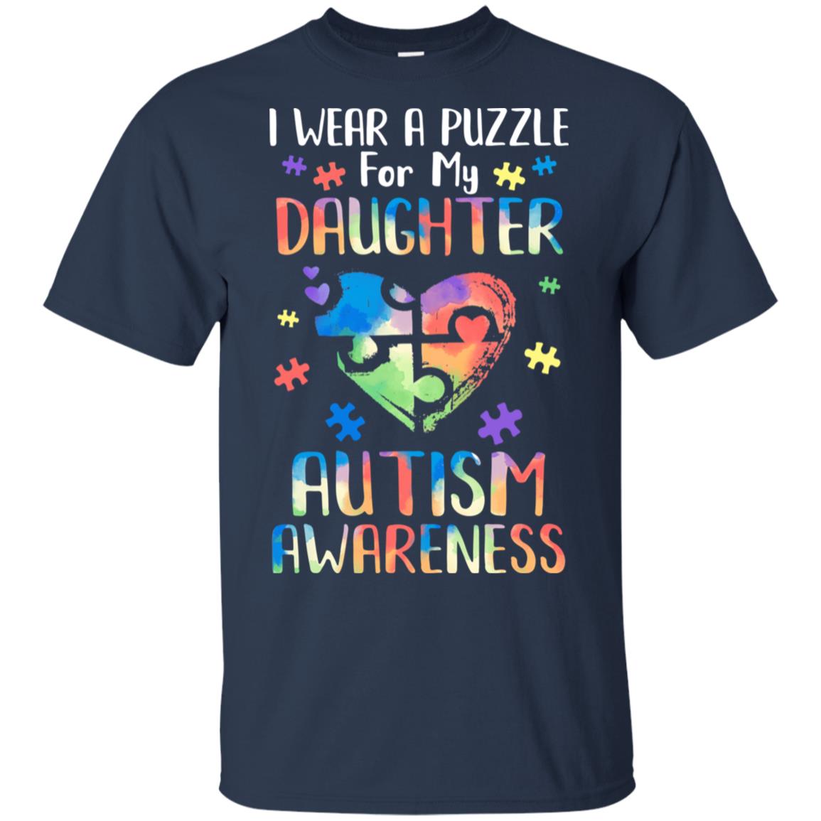 I Wear A Puzzle For My Daughter Autism Awareness T-Shirt & Hoodie | Teecentury.com