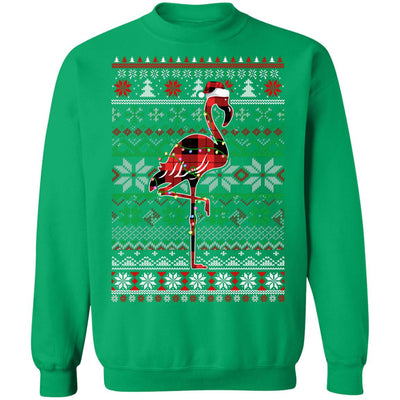 Red Plaid Buffalo Flamingo Pajamas Christmas Sweater T-Shirt & Sweatshirt | Teecentury.com