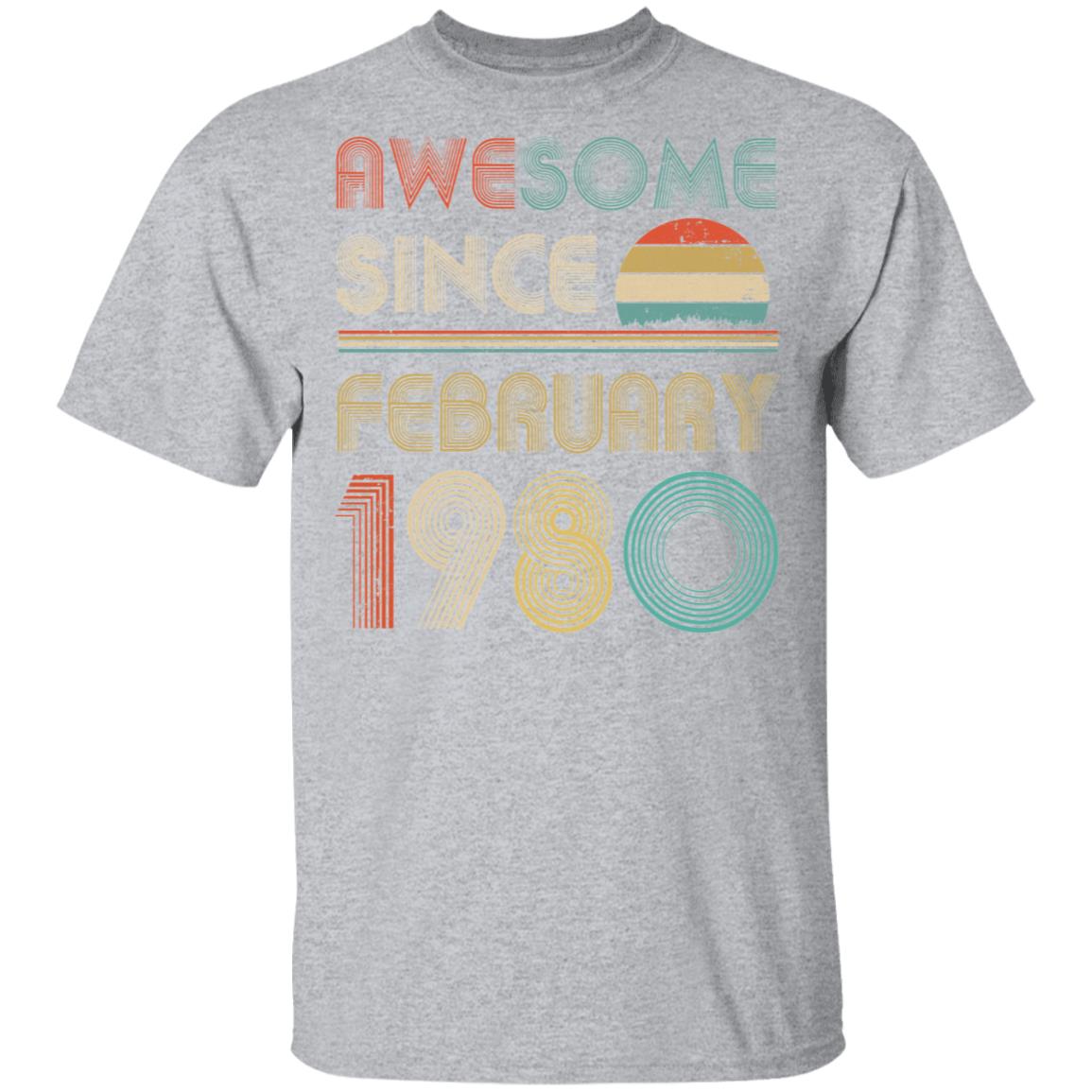 Awesome Since February 1980 Vintage 42th Birthday Gifts T-Shirt & Hoodie | Teecentury.com