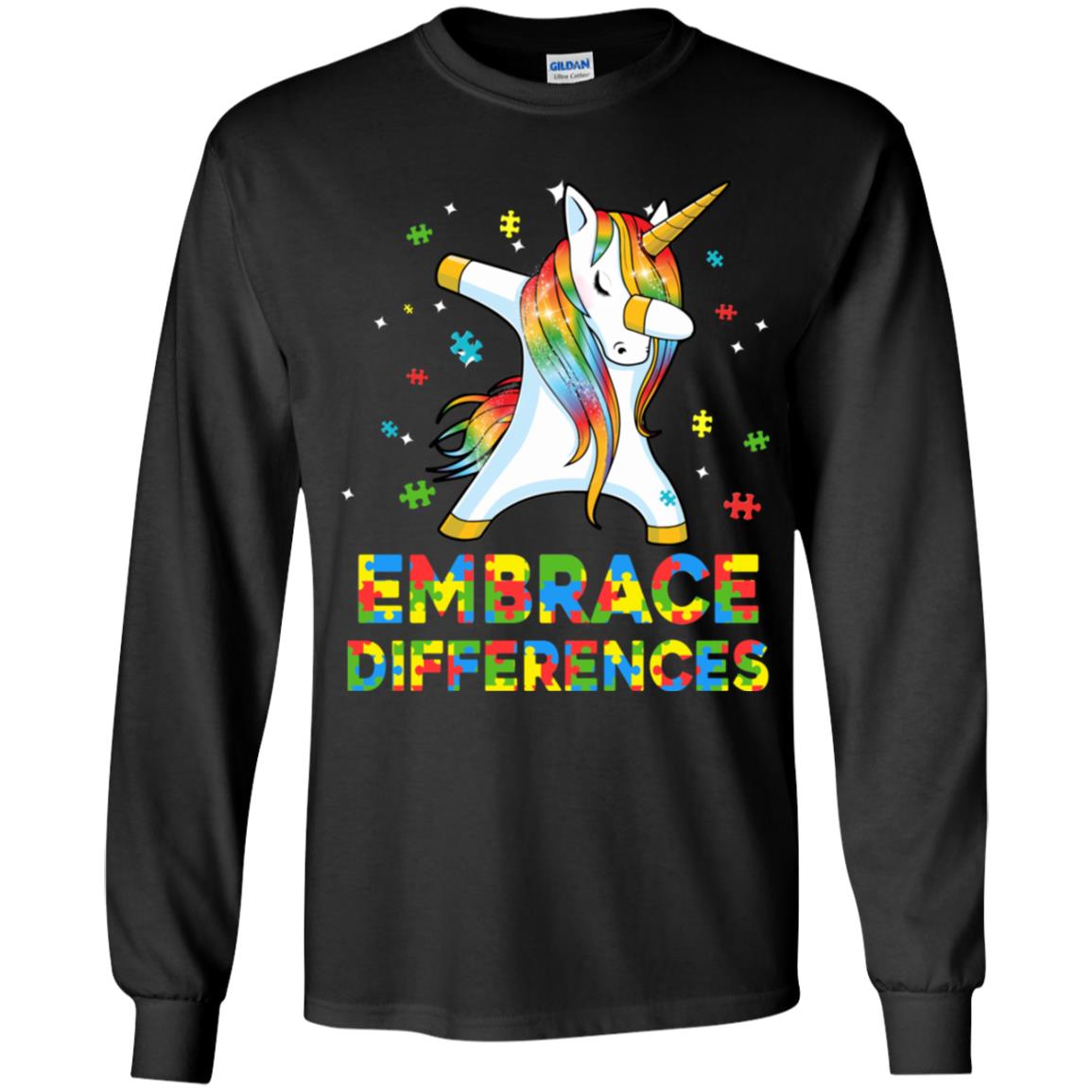 Dabbing Unicorn Autism Awareness Embrace Differences Youth Youth Shirt | Teecentury.com