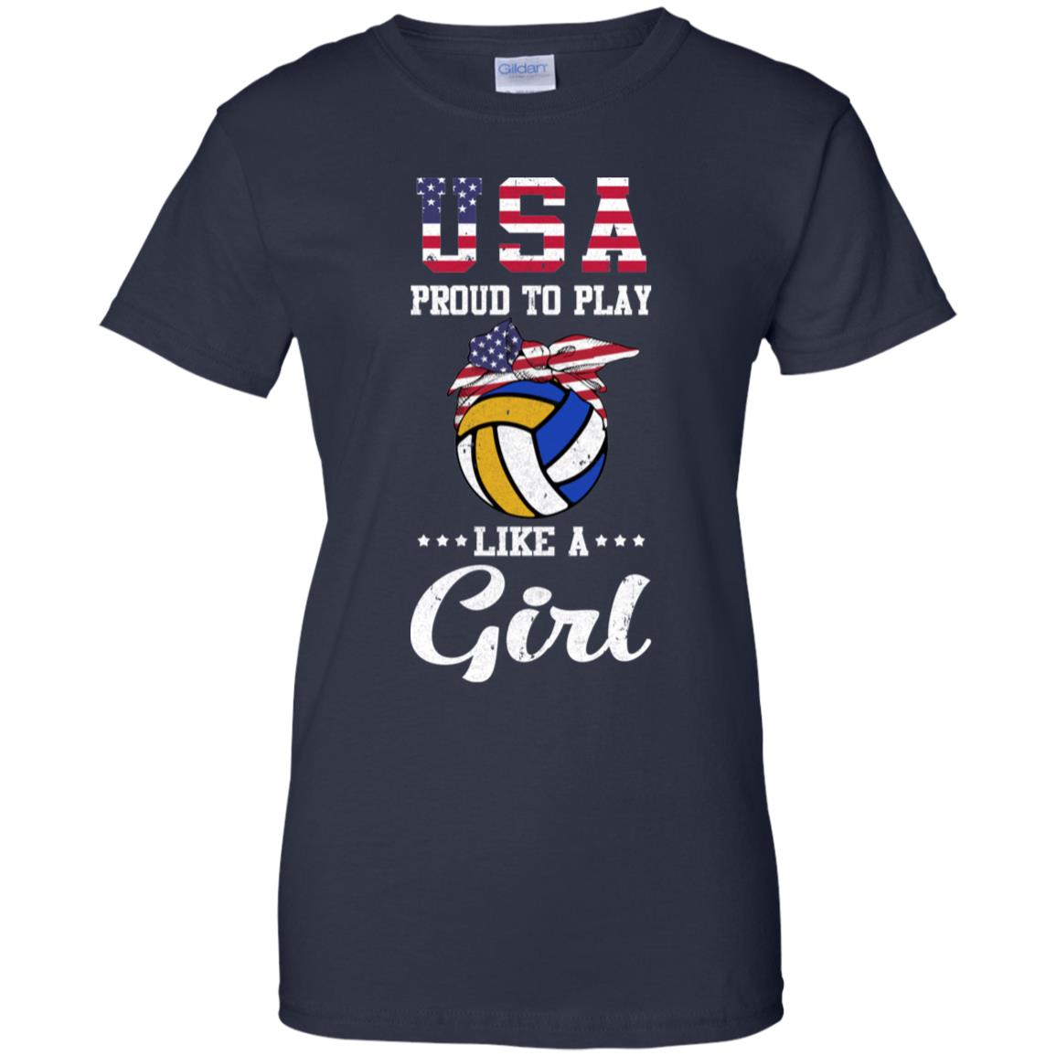 Usa Proud To Play Like A Girl Volleyball T-Shirt & Tank Top | Teecentury.com