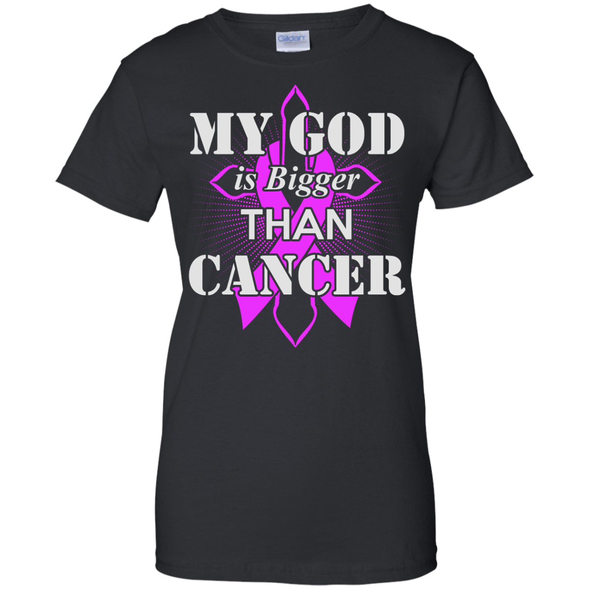 My God Is Bigger Than Cancer Purple Awareness Ribbon T-Shirt & Hoodie | Teecentury.com