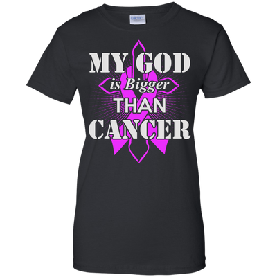 My God Is Bigger Than Cancer Purple Awareness Ribbon T-Shirt & Hoodie | Teecentury.com