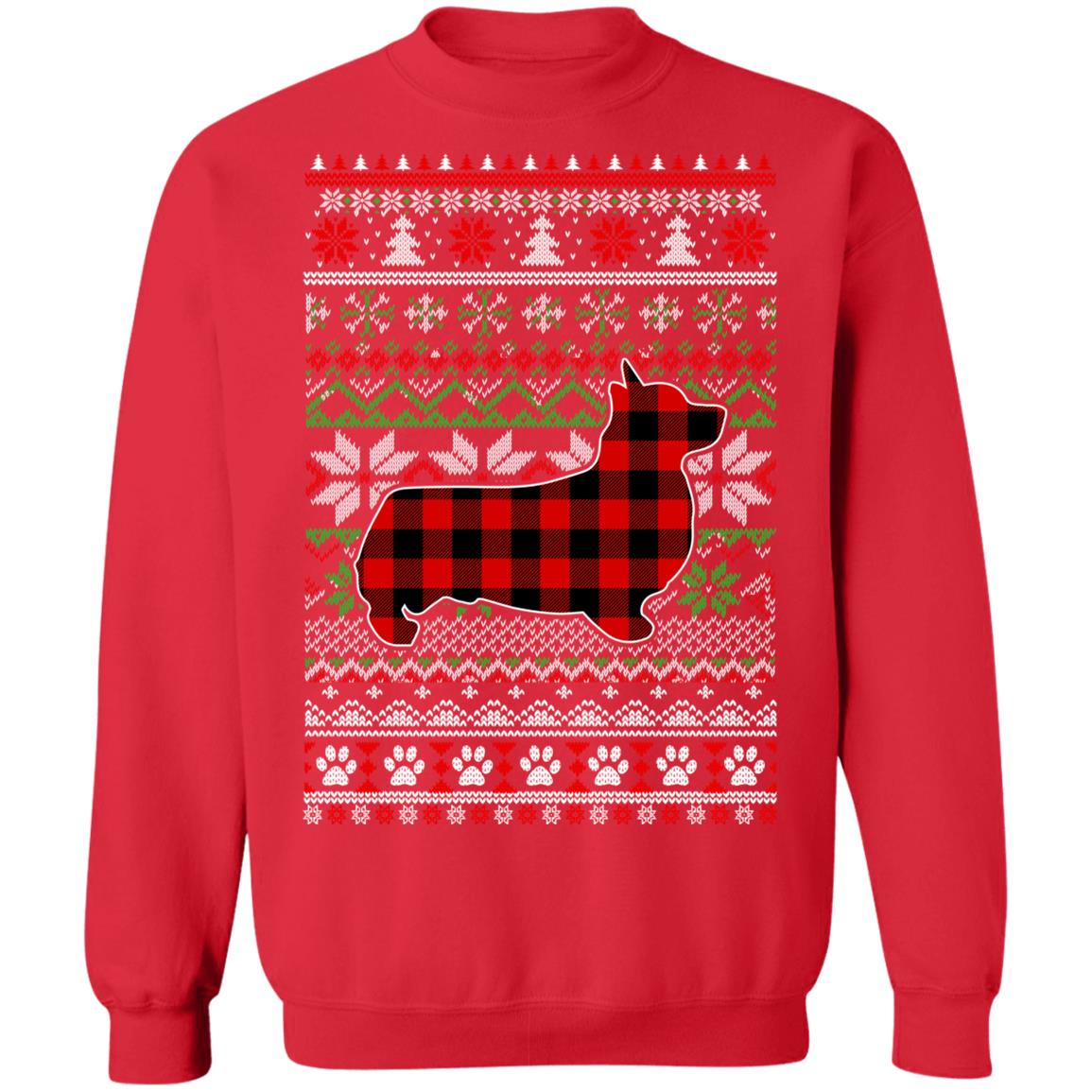 Corgi Red Plaid Ugly Christmas Sweater Gifts T-Shirt & Sweatshirt | Teecentury.com
