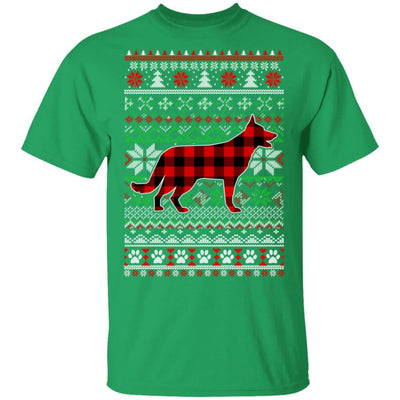 German Shepherd Red Plaid Ugly Christmas Sweater Gifts T-Shirt & Sweatshirt | Teecentury.com