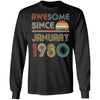 Awesome Since January 1980 Vintage 42th Birthday Gifts T-Shirt & Hoodie | Teecentury.com