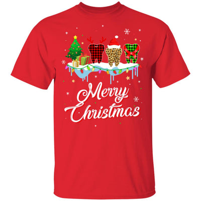 Merry Christmas Dental Assistant Tooth Red Plaid Xmas Gift T-Shirt & Sweatshirt | Teecentury.com