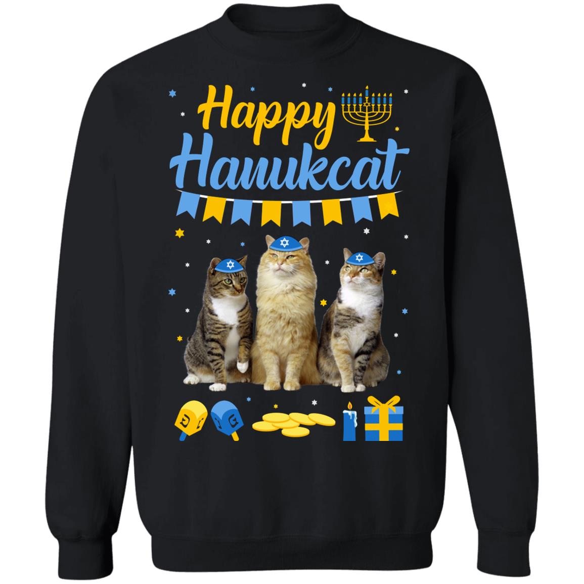 Jewish Hanukkah Cat Happy Hanukcat Christmas Gift T-Shirt & Sweatshirt | Teecentury.com