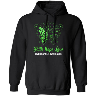 Faith Hope Love Green Butterfly Liver Cancer Awareness T-Shirt & Hoodie | Teecentury.com