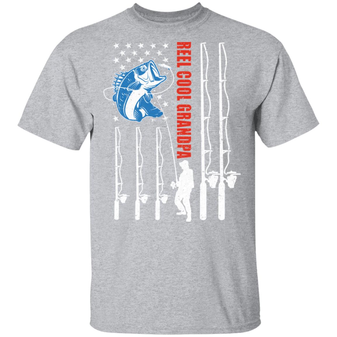 Reel Cool Grandpa American Flag Fish Fishing Fathers Day T-Shirt & Hoodie | Teecentury.com