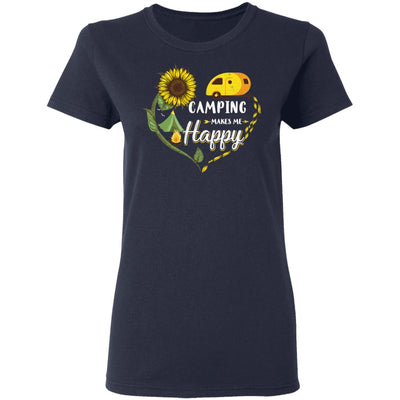 Camping Makes Me Happy Funny Sunflower Camping Lover T-Shirt & Hoodie | Teecentury.com