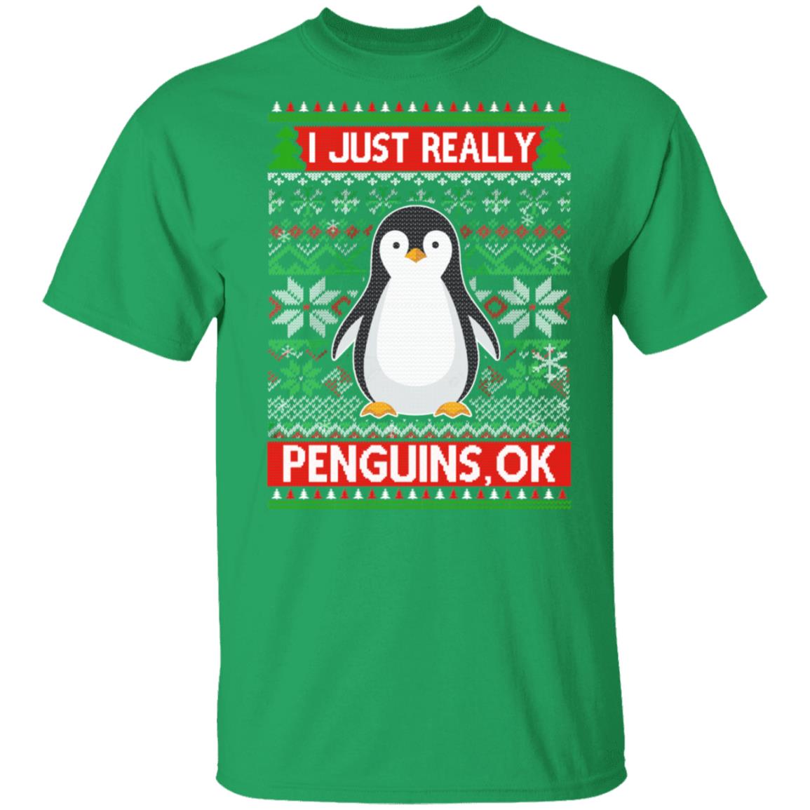 I Just Really Like Penguins Ok Ugly Christmas Sweater T-Shirt & Sweatshirt | Teecentury.com