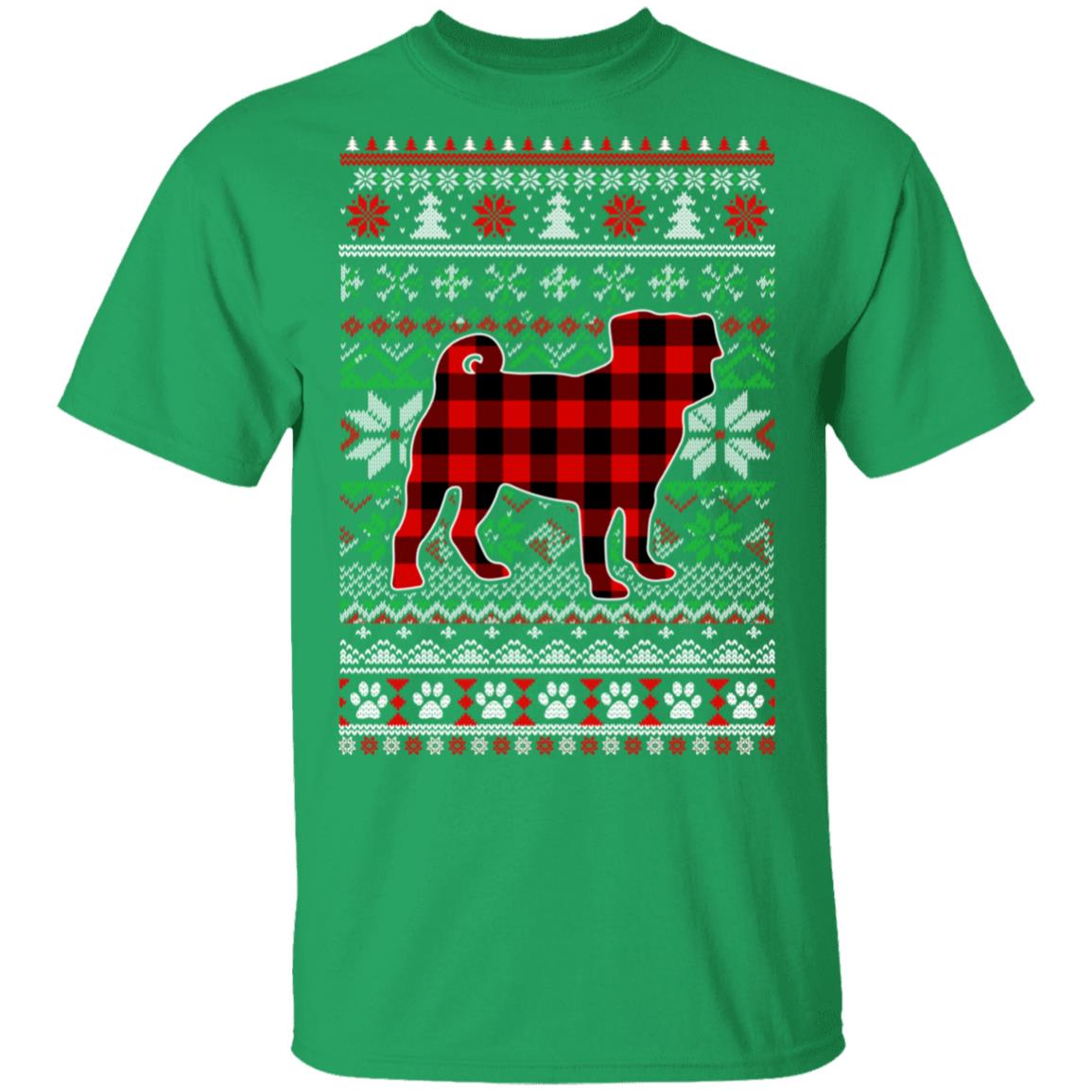 Pug Red Plaid Ugly Christmas Sweater Gifts T-Shirt & Sweatshirt | Teecentury.com