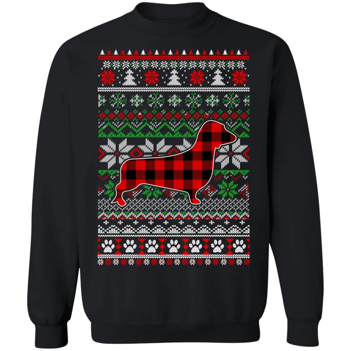 Dachshund Red Plaid Ugly Christmas Sweater Gifts T-Shirt & Sweatshirt | Teecentury.com