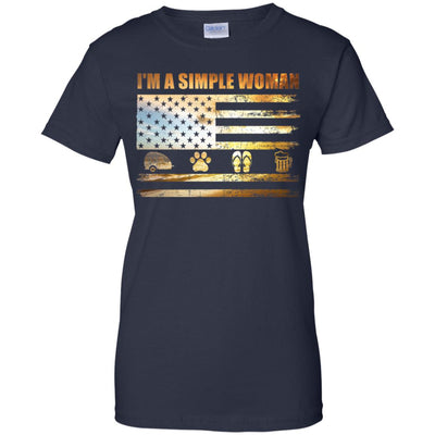 I'm A Simple Woman Love Camping Dog Flip Flop And Beer T-Shirt & Tank Top | Teecentury.com