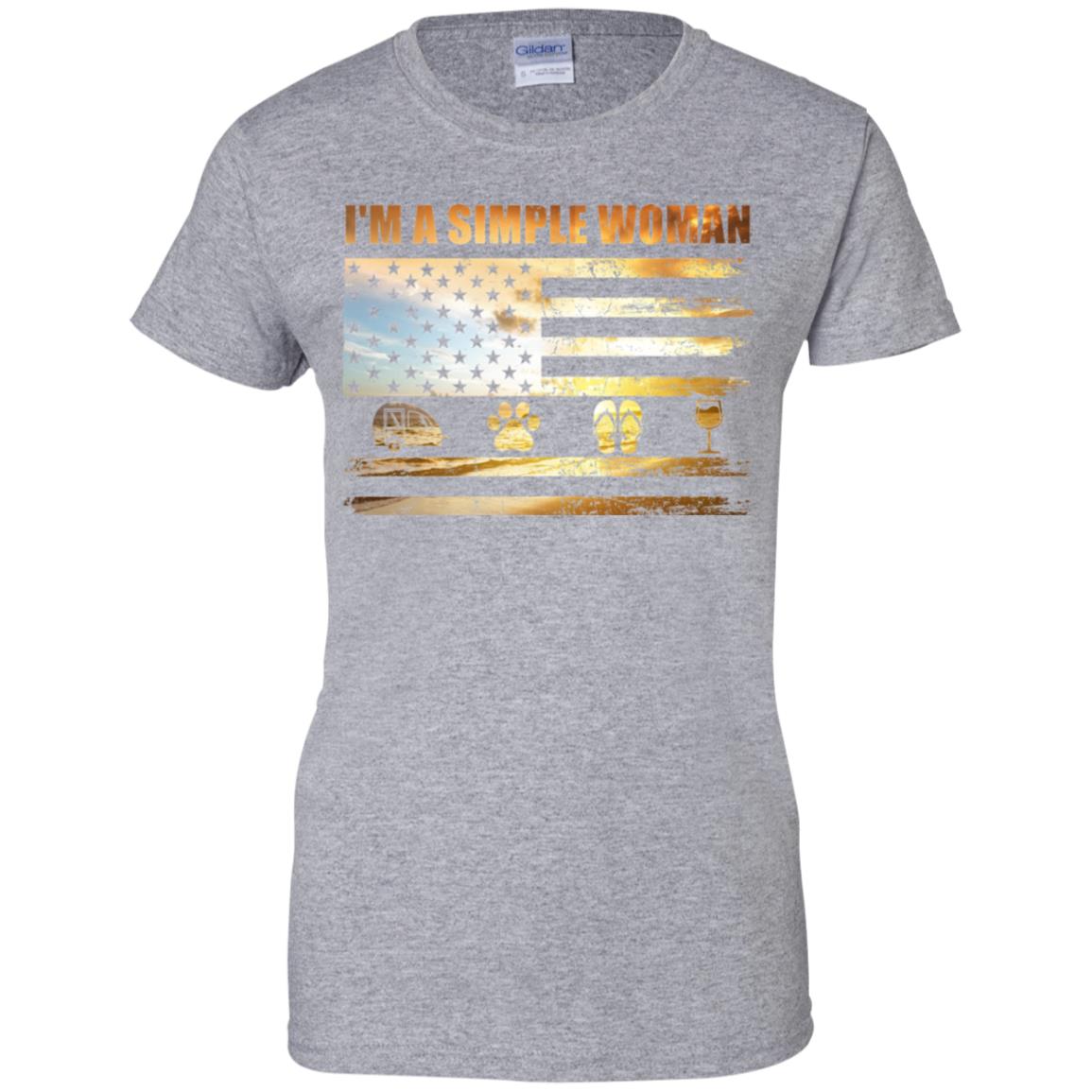 I'm A Simple Woman Love Camping Dog Flip Flop And Wine T-Shirt & Tank Top | Teecentury.com